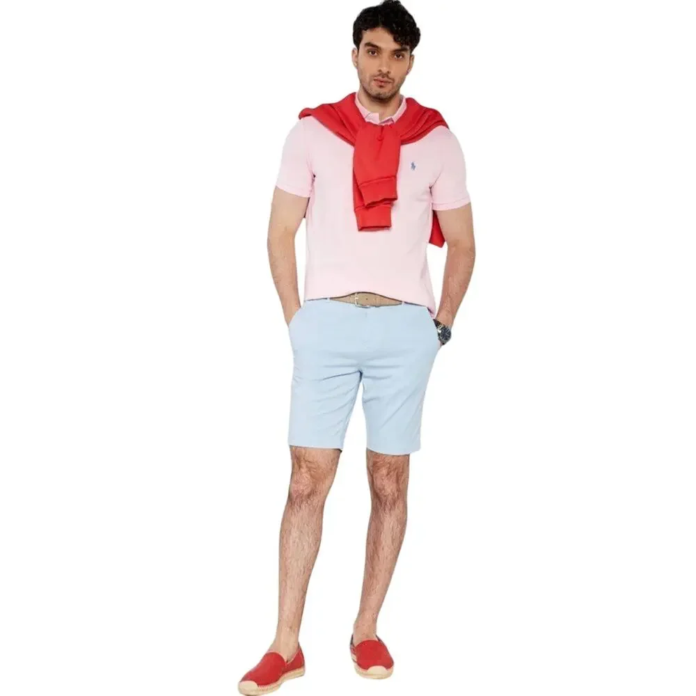 BOSS Slice Stretch Cotton Shorts in Light Blue Slim Fit 10” inseam Size 38/EU54 - Picture 2 of 10